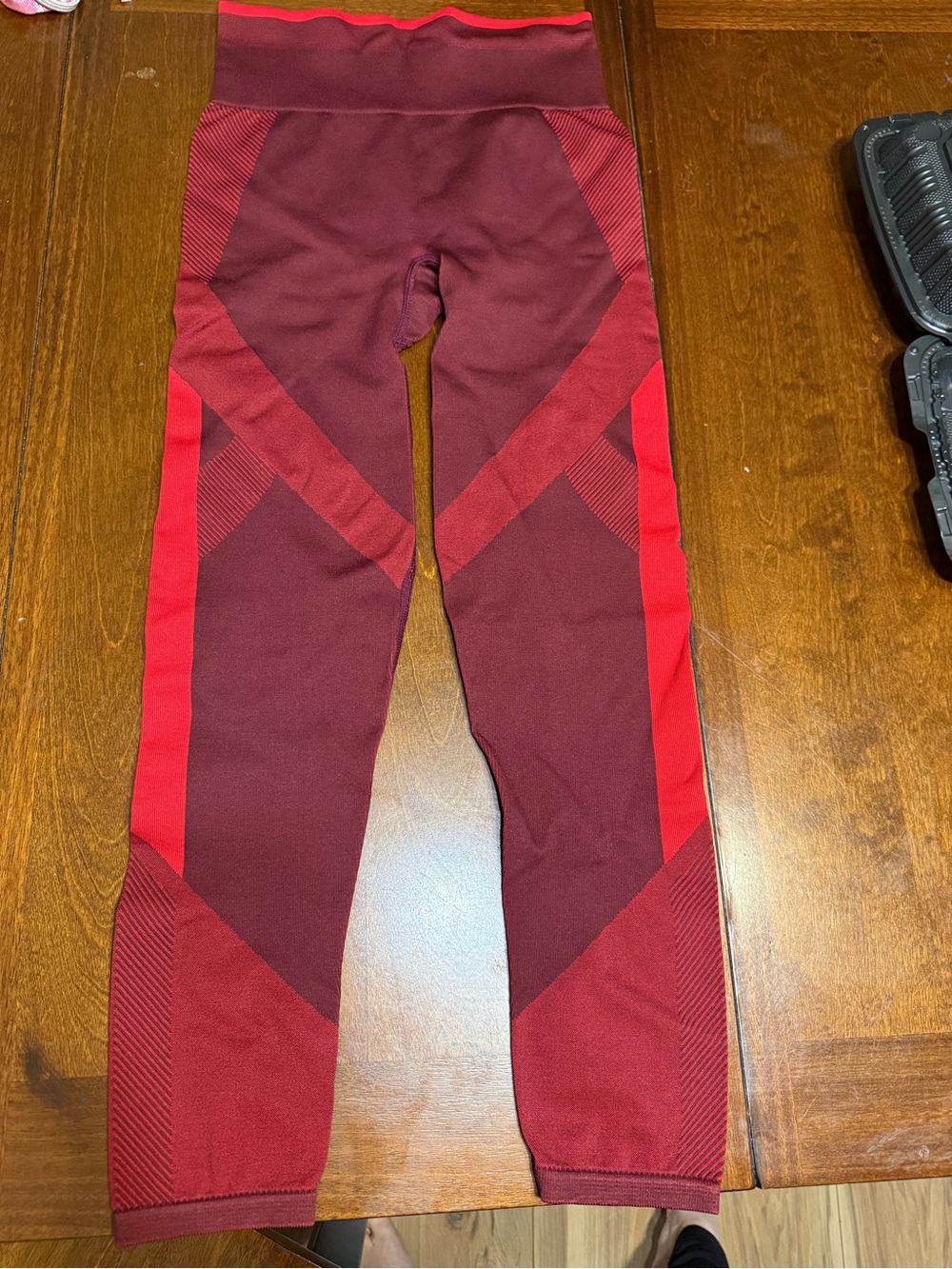 PINK Victoria's Secret Seamless Leggings Maroon Red High Waisted Workout Athleti